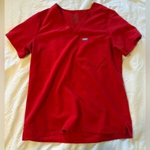Figs Catarina One Pocket Scrub Top Red
